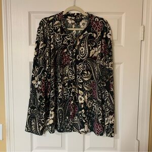 Investments Multicolored‎ Floral Paisley Long Sleeve Blouse